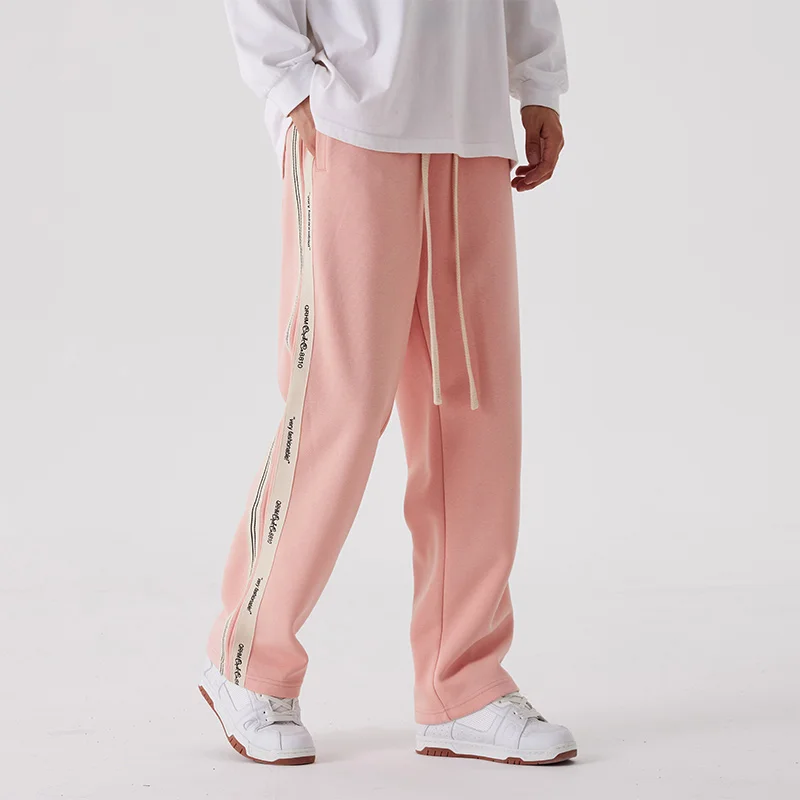 Custom Pink Elephant Fit Tie Rope Elastic Workwear Casual Mens Cargo Pants