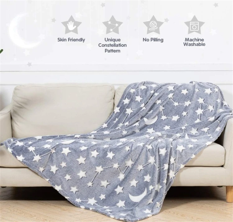 
Customized logo design baby throw glow in the dark blanket for children 
