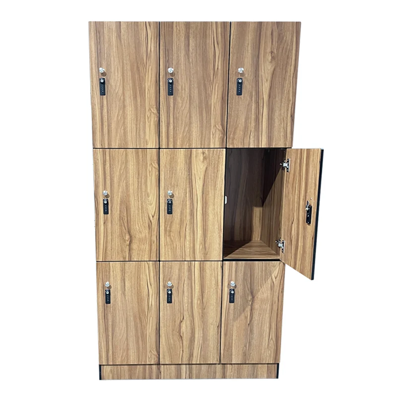 Modern 12mm HPL Woodgrain Locker for Gym or Sauna Knock down Assembled with Compact Laminate Structure