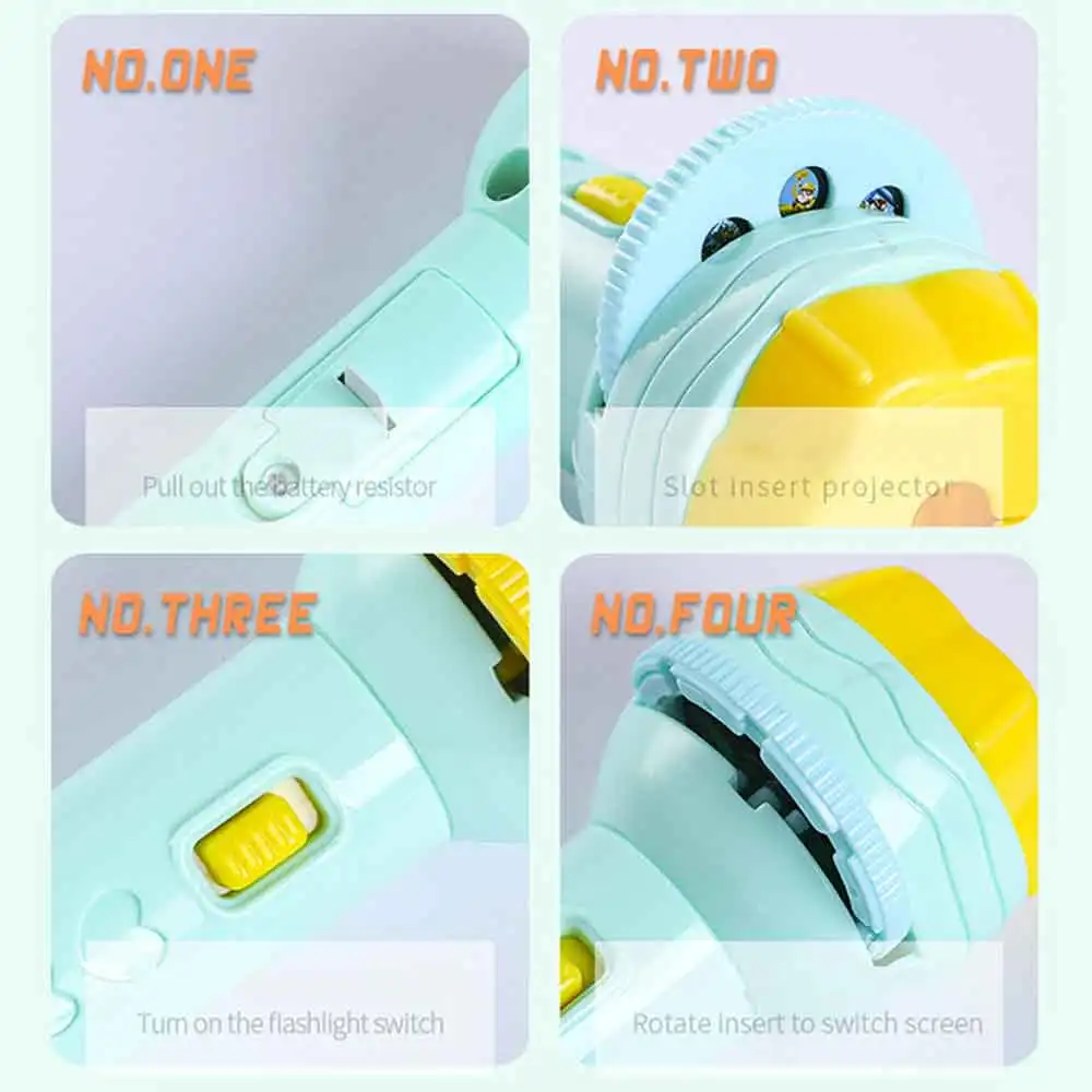 Children projection flashlight early education enlightenment flashlight dinosaur fruit digital children toys