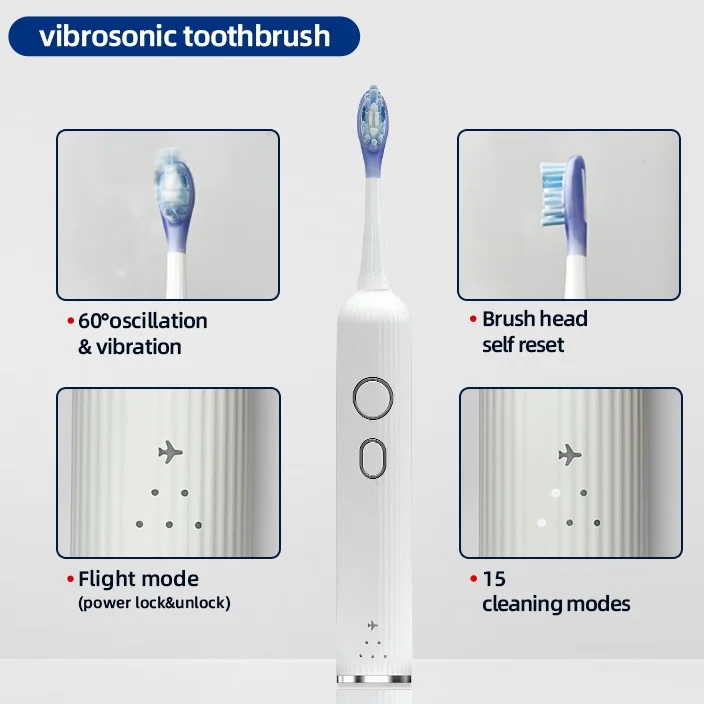 Relish Vibrosonic Toothbrush Wave Electric Tooth Brush Sonic Electric Toothbrush Pressure Sensor