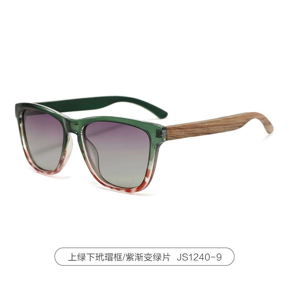 2023 hot sale Unisex TAC Polarized wooden Blue Mirror Lenses blue frame bamboo wood sunglasses for women and men