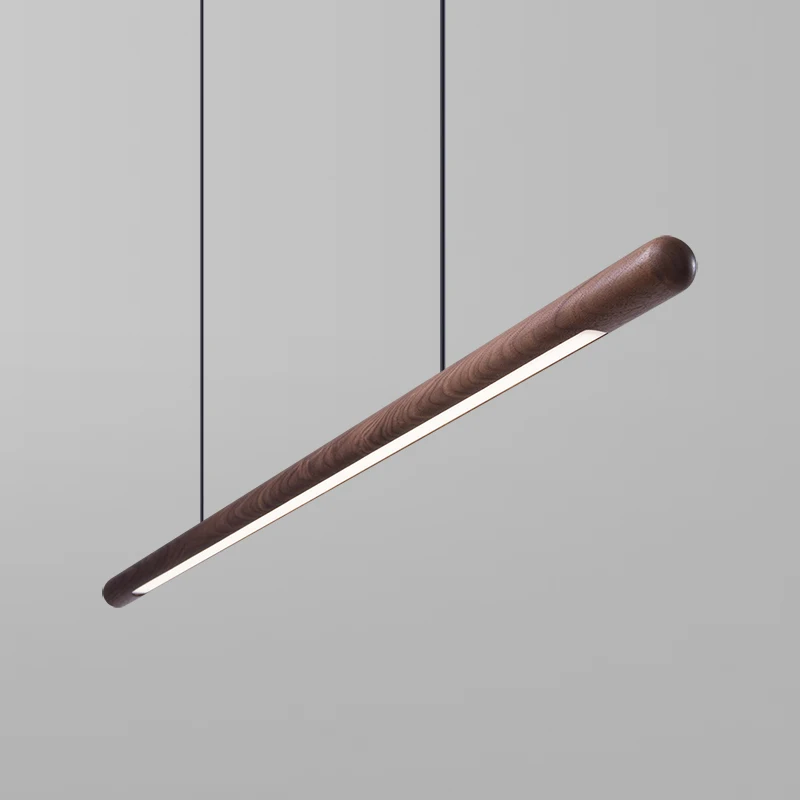Minimalist Dining Room Wood Pendant Lights Modern LED Long  Living Room Bar Nordic Office Hanging Lamp