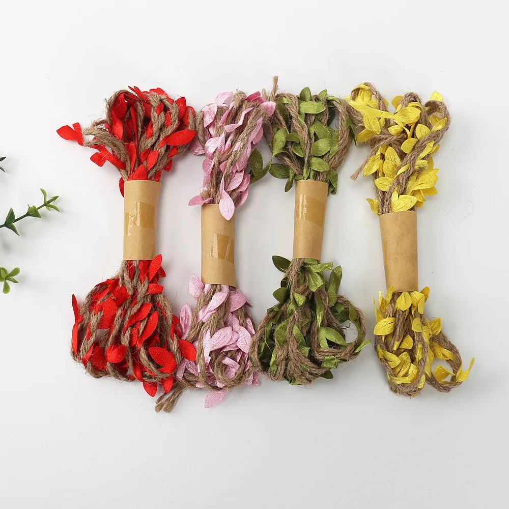 DIY Braided Rope Sen Tied leaf Rattan Decorative Simulation Multi color Leaf Hemp Rope