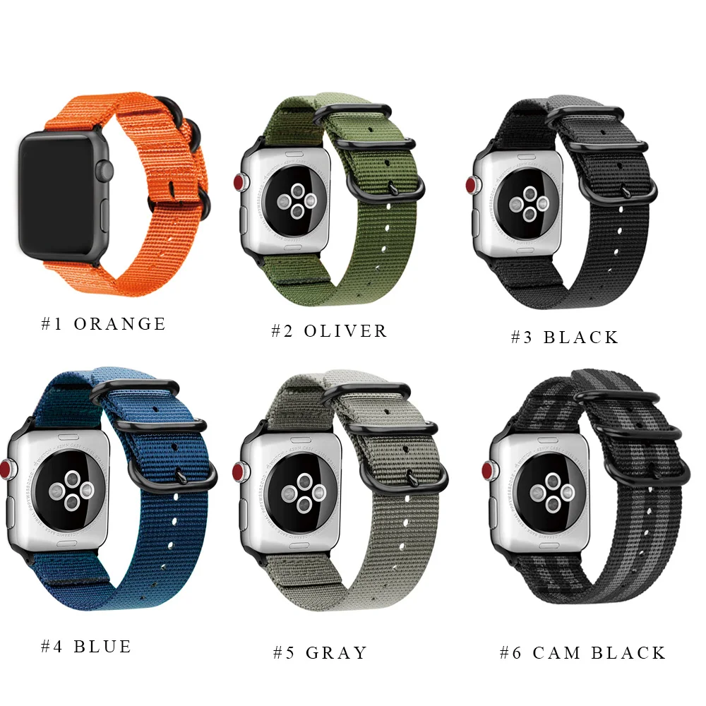  Ремешок нейлоновый спортивный для Apple Watch регулируемый браслет iWatch 38 40 42 44 мм в