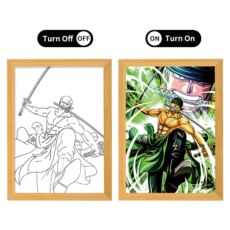 Hot Sale RGB Control Anime Character Poster LED Light Box Iron Frame with 3 Colors Light Painting for Anime Art