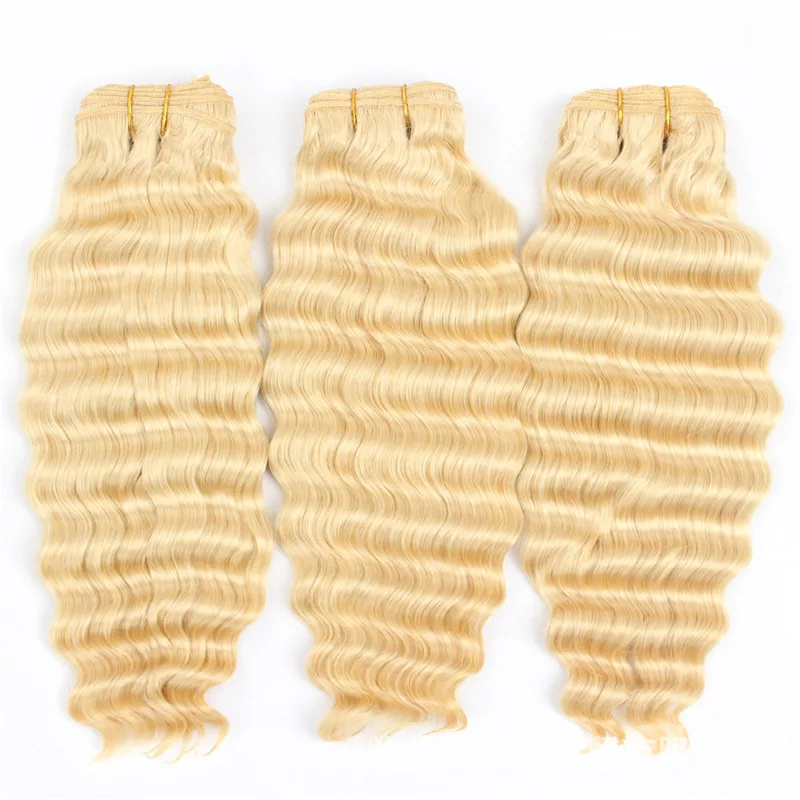 Amazon hot sale of blonde virgin hair bundles, 100% golden small volume human hair bundles