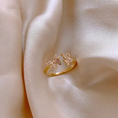 Новое поступление, модные ювелирные изделия, регулируемое кольцо с кристаллами, модное регулируемое кольцо с бабочкой и фианитом