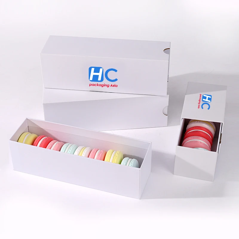 Macaron cookie box paper drawer box Baked biscuit moon macaron cake food macaron packaging gift box with custom logo
