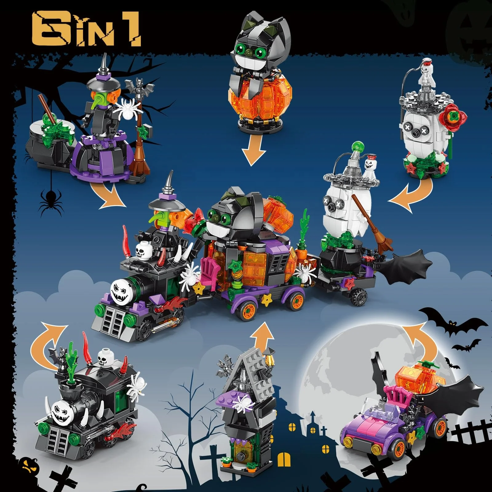 custom building blocks set creative toys bulk mini building block sets Ghost Train