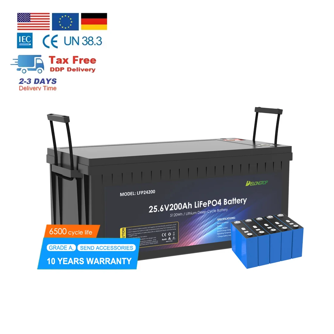 Factory Prismatic Lifepo4 Battery 24V 25.6V 200AH 5KWH Solar Battery Storage Units Replace 24v GEL Battery