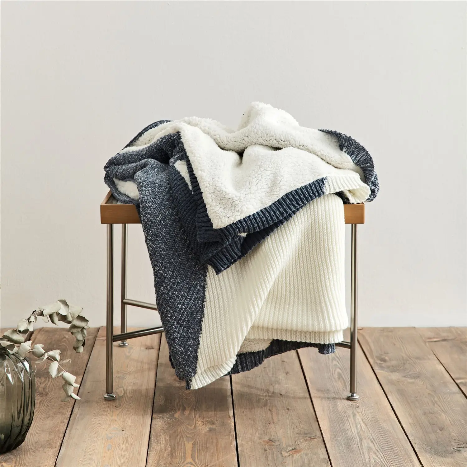 Factory Sherpa Blanket Acrylic knitted Double Layer Throw Flannel Sherpa Polyester Blanket For Winter