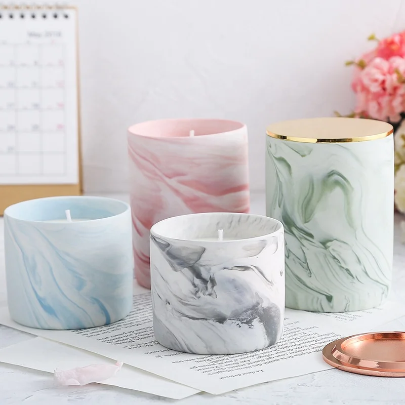 Домашний декор под заказ мраморный керамический подсвечник глиняная банка уникальные подсвечники пустые ароматизированные матовые черные керамические