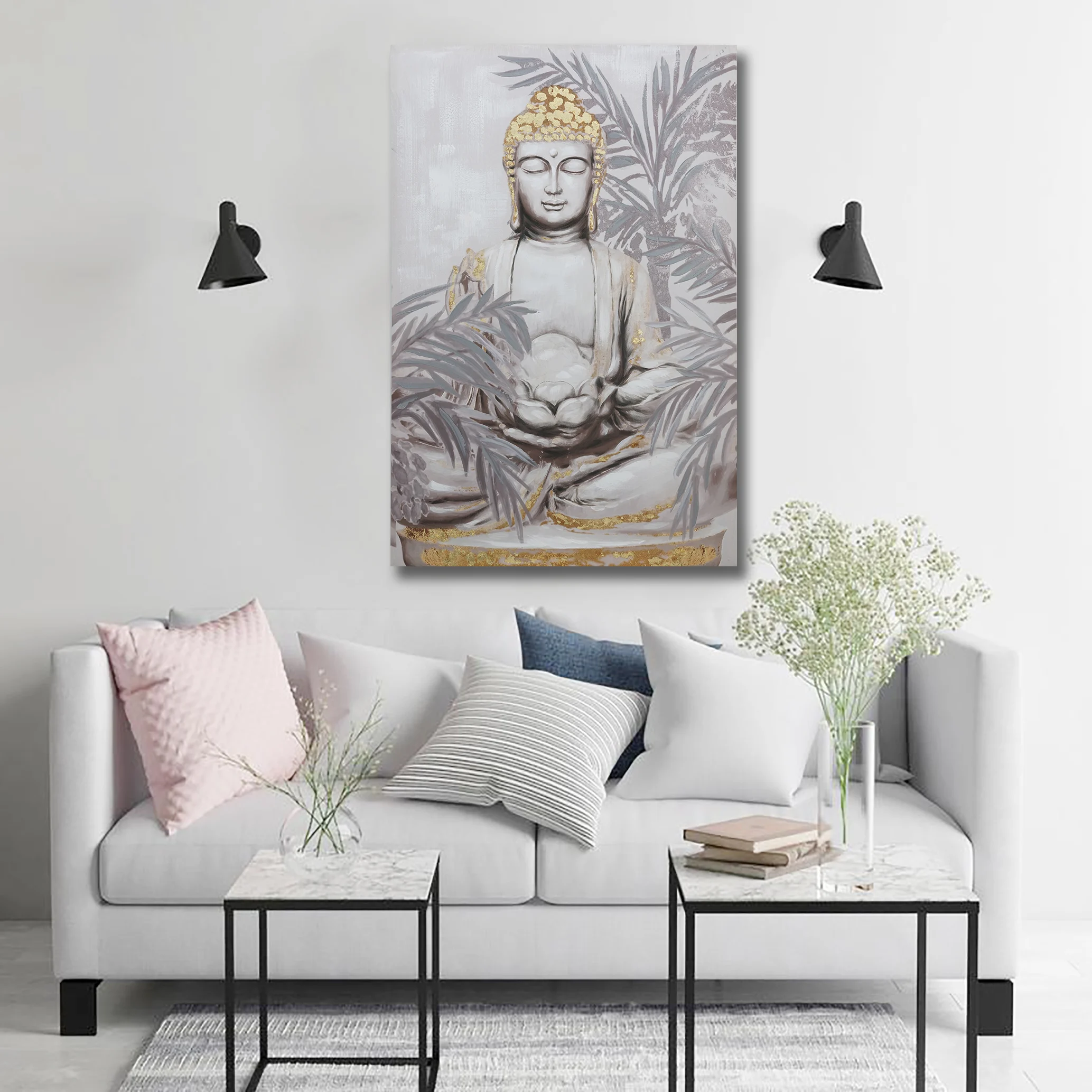 Wholesale Attractive Contemporary Handmade Wall Picture Decorative Buddha Art Paintings On Canvas