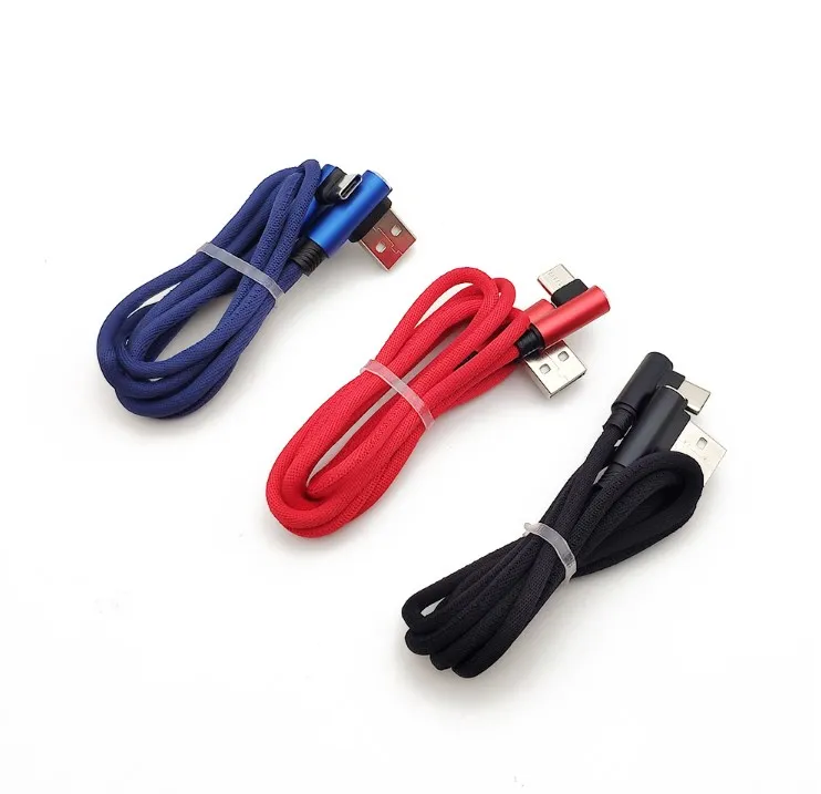 Fast Charge Data Cable  1m  Cotton 90 degree USB Cable usb charging