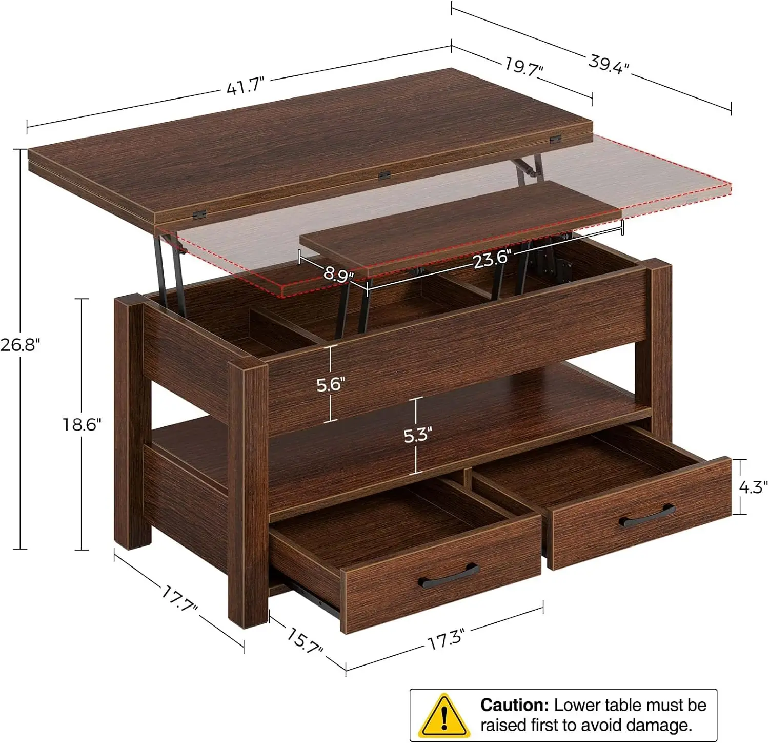 Coffee Table Phoenix Living Room Furniture Wood Storage Cabinet Multi-Function Adjustable  Coffee Table