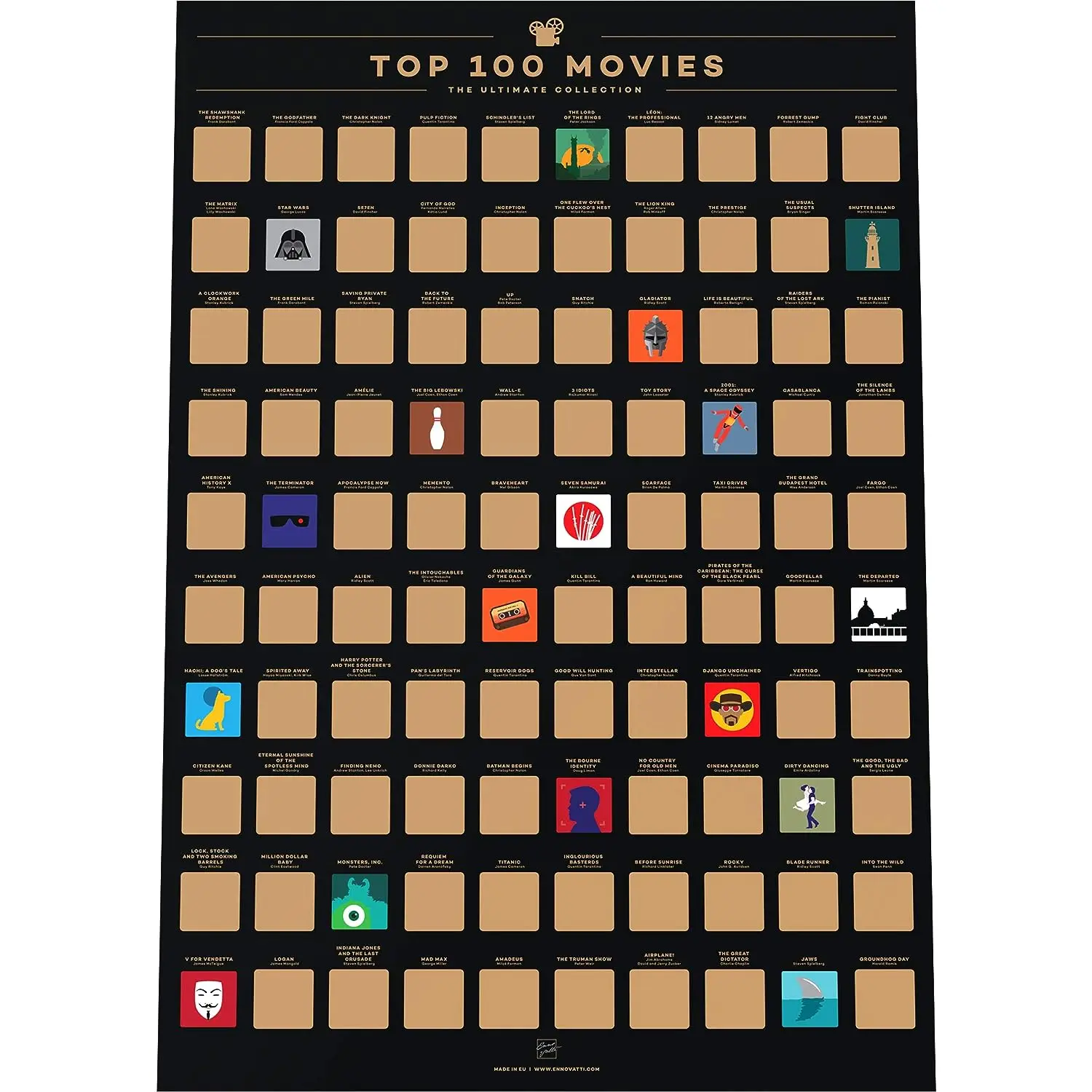 100 Movies Scratch Off Poster Movie Scratch Off Poster With Easy Off Foil Unique Film Memorabilia