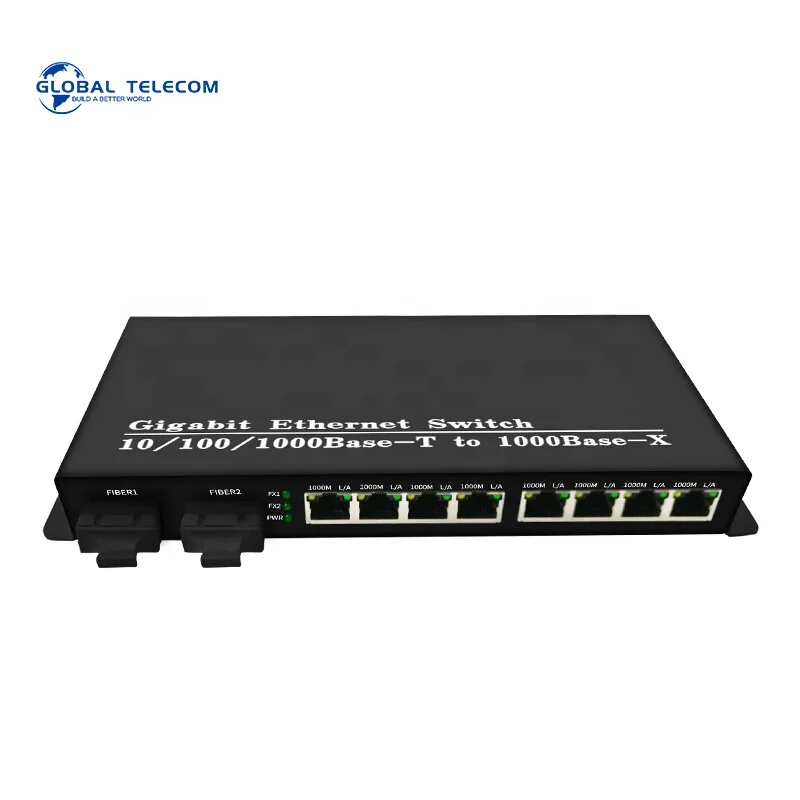 6FO2RJ45 media converter Factory supply single mode fiber opti100 base 1000 base 6 fiber 2RJ45 port  ethernet media converter
