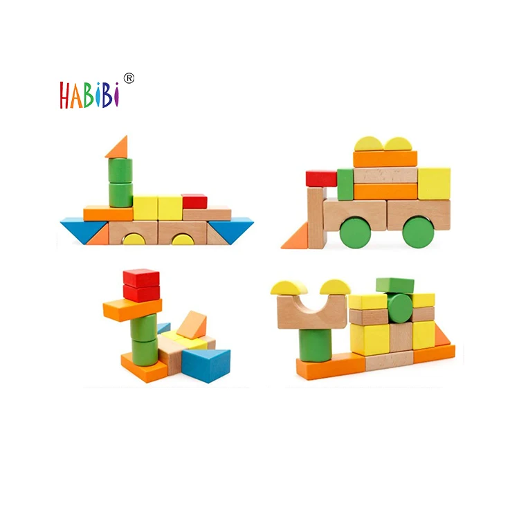 Wholesale Wooden Building Blocks Unfinished Montessoir  Wooden Educational Toys Wood Toy Blocks