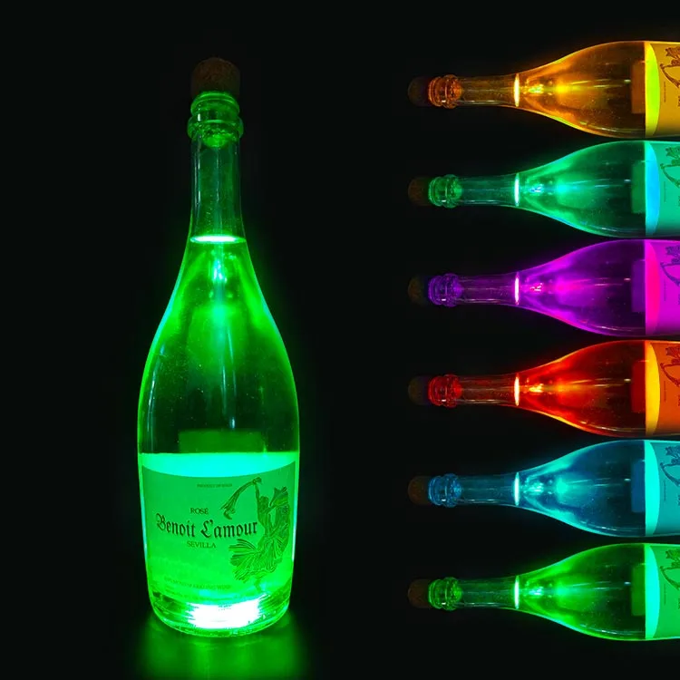 
Factory OEM LED bottle light adhesive LOGO sticker pad LED coaster waterproof LED bottle sticker for champagne Whiskey Vodka 