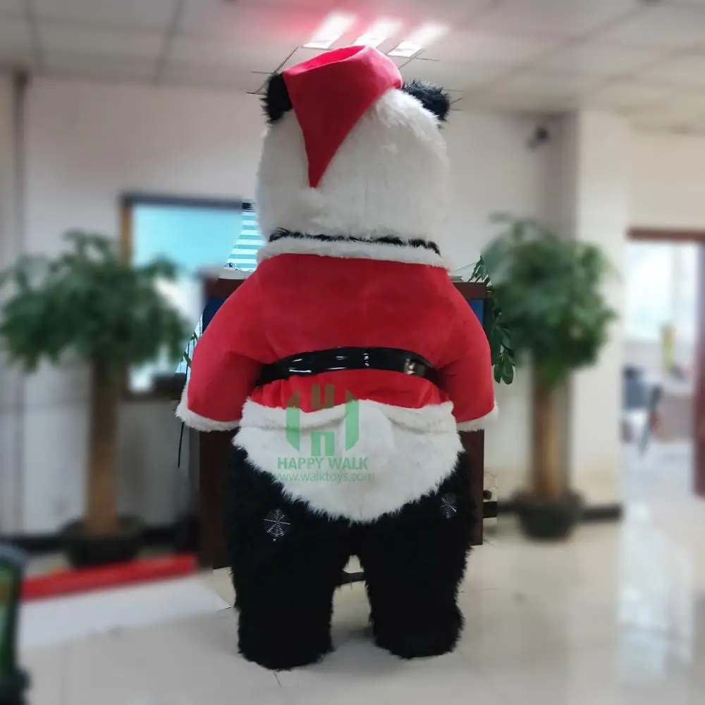 Fast Shipping In stock Christmas Panda Costume Walking Moving Cartoon Inflatable Mascot Costume