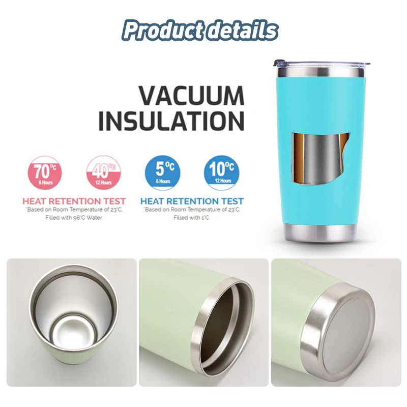 Custom Double Wall Stainless Steel cup 20oz Travel Mug Insulated Coffee Tumbler with BPA Free Spill-proof magnetic Lid