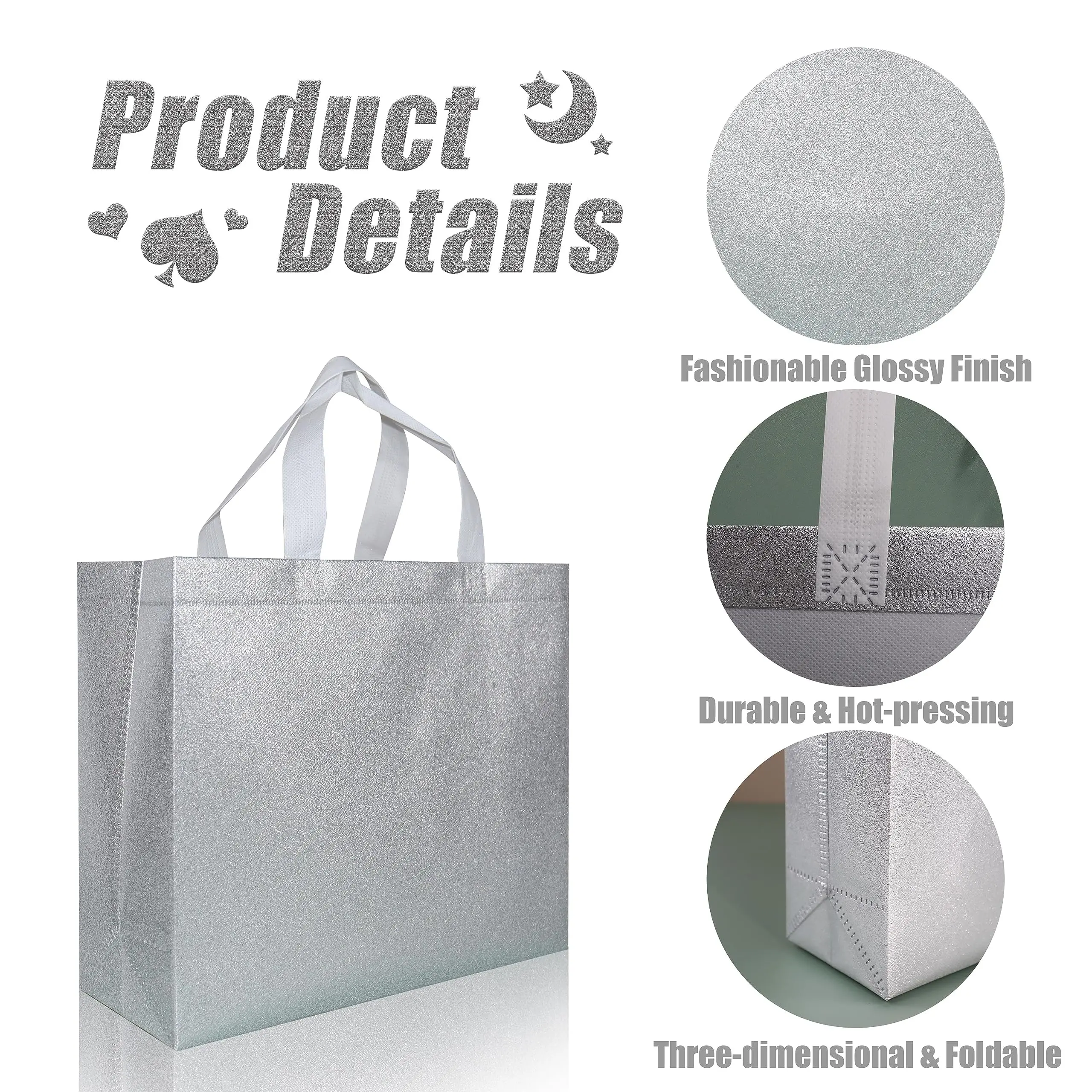 Glossy Laminated PP Non-WovenTote Bag Waterproof Eco-friendly Reusable Gift Bag with Large Capacity Bag for Birthday Party