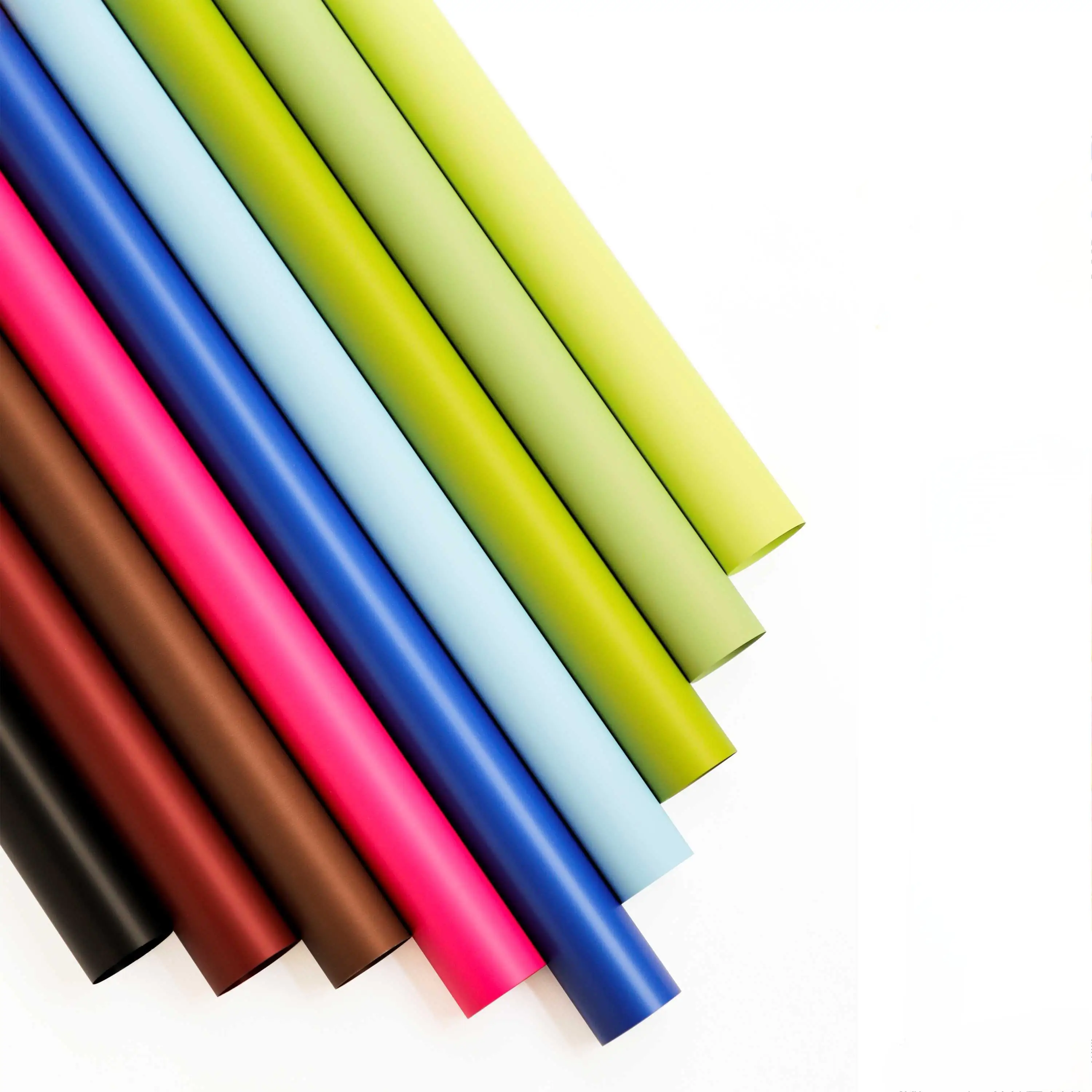 Wholesale 52*50cm/pcs advanced solid color matte surface plastic paper waterproof floral wrapping paper for florist material