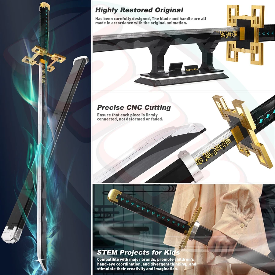 SL Creative Design DIY Anime Katana Knife Weapon Model Assembly Simple Kids Building Blocks Montessori Plastic Educational Toys