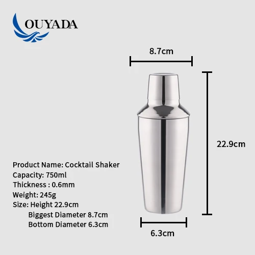 Factory Direct 750ml color plating stainless steel roll cocktail shaker