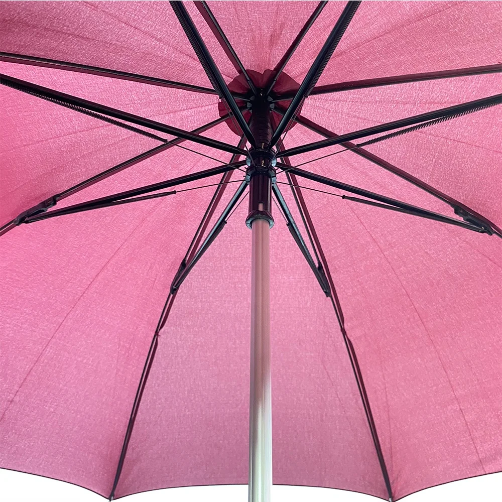 Ovida Custom 46-Inch Windproof Umbrella with Wooden Crook Handle Dark Wine Red Regular Size Iron Frame for Adults
