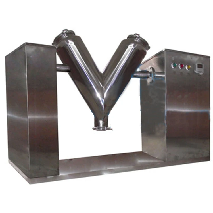 VH100  High Efficiency Stainless Steel Double Arms Flour Powder Mixer V-Type Mixer Dry Powder Mixing Machine for Laboratory