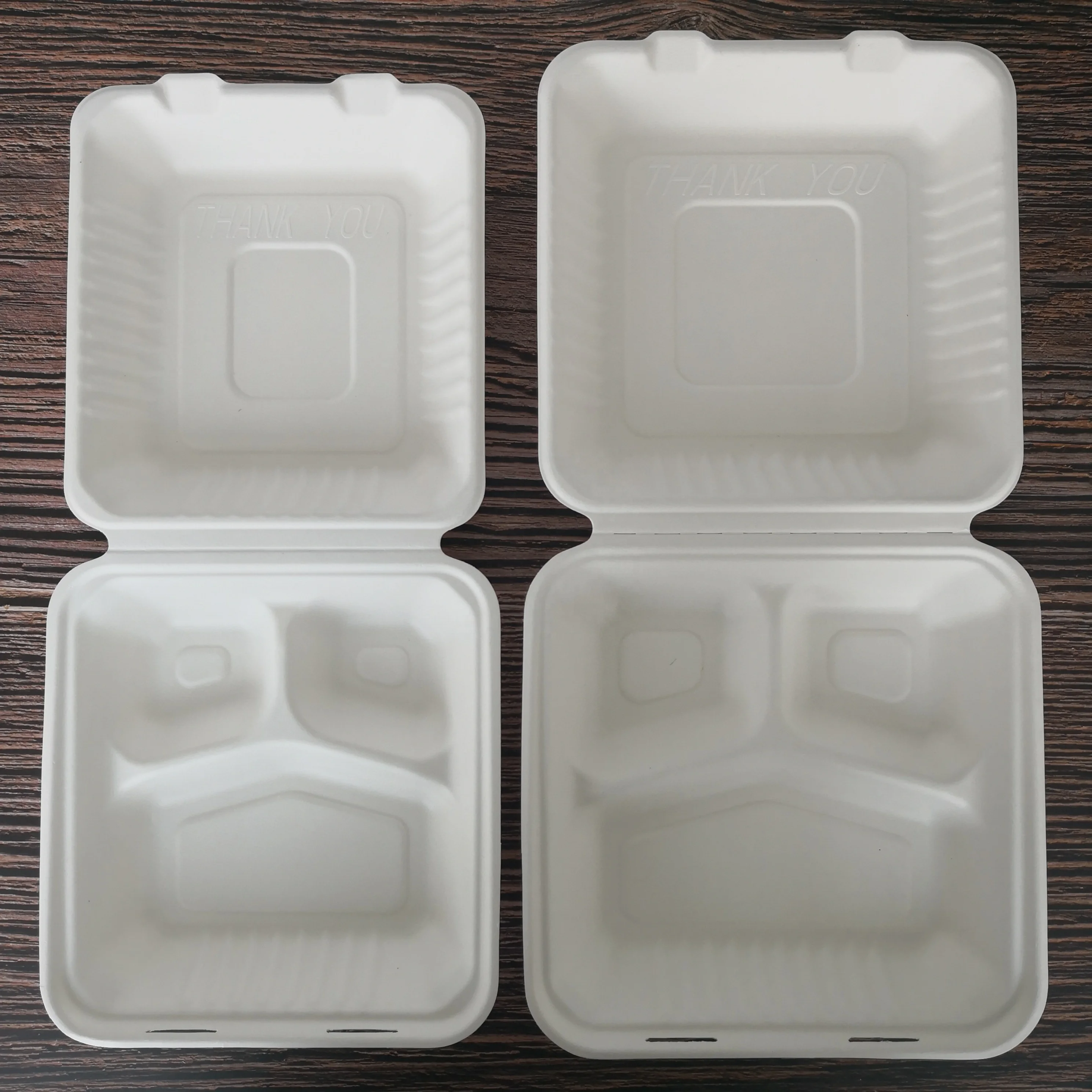 Bagasse Food Container Paper Pulp Lunch Box Three Compartment Biodegradable Food Box