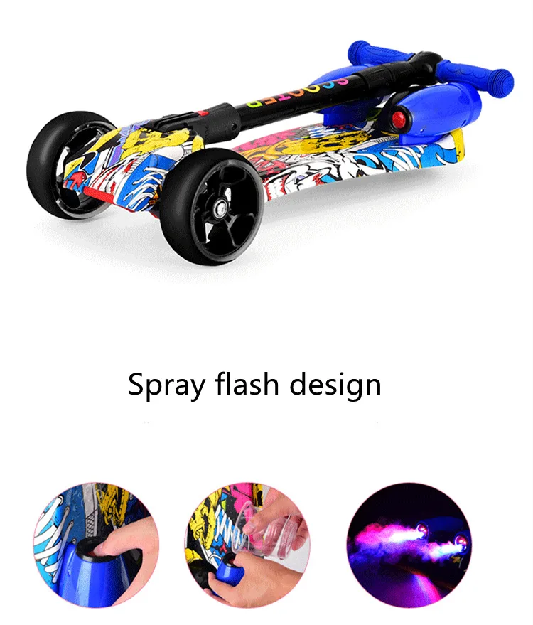 Складной детский скутер распылитель трехколесный флэш-скутер для упражнений детский балансировочный скутер
