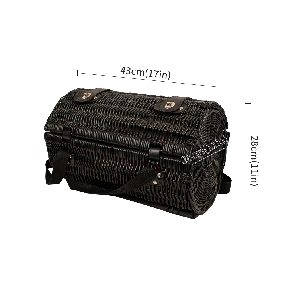 JY classical wicker picnic hamper empty willow woven picnic basket storage  Wine basket gift set packing basket
