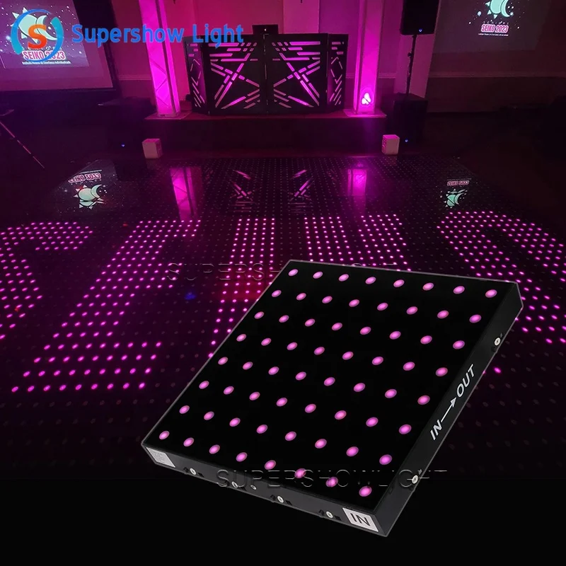 Цифровой портативный закаленный стеклянный светодиодный пиксельный танцпол DMX пульт дистанционного управления СВЕТОДИОДНЫЙ панель 50x50 rgb пиксель led