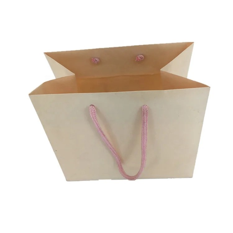Branded Cake shop shopping bags with twist cotton handle name brand shopping bags Foldable baking paper bags