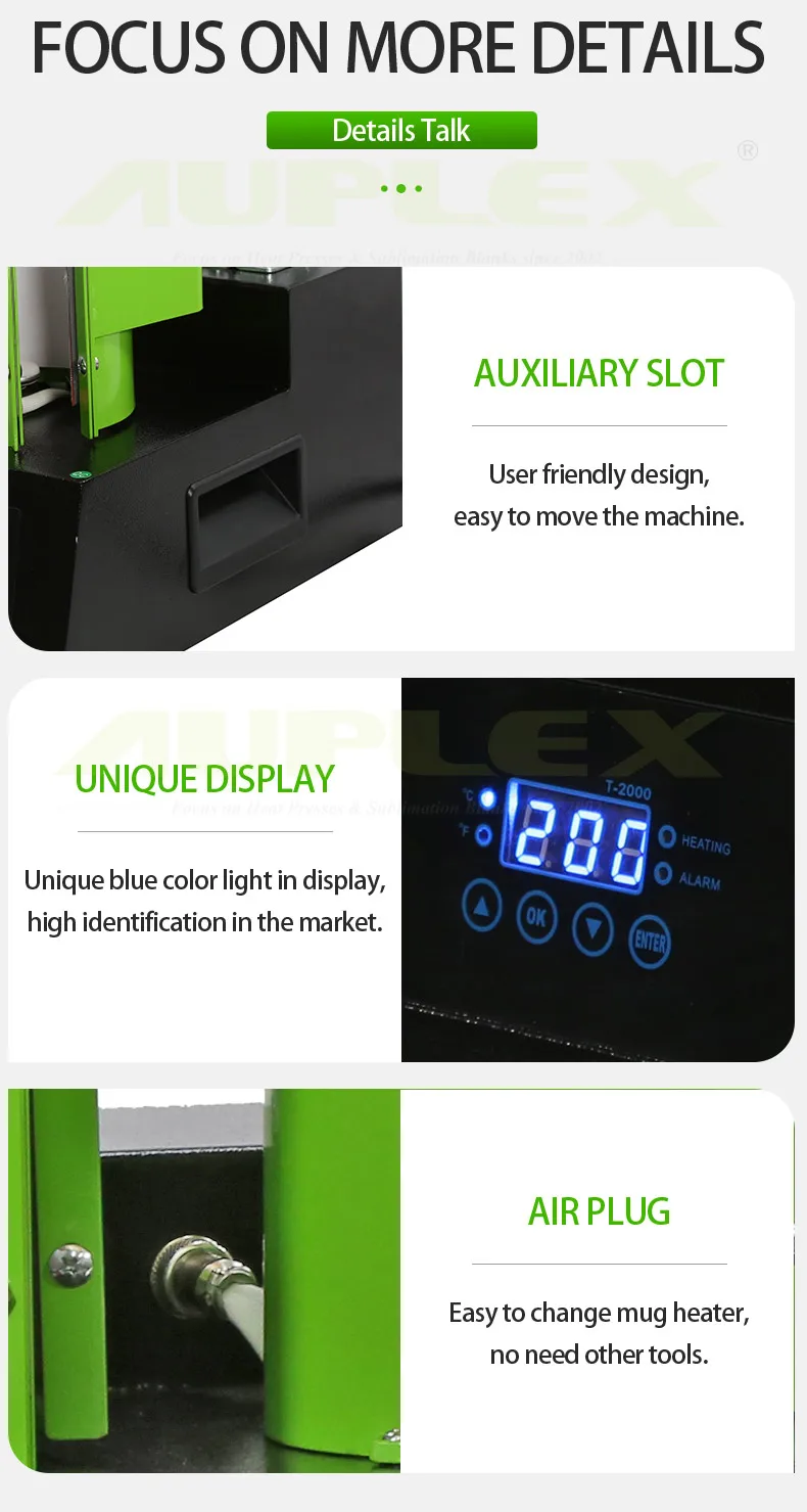 Auplex 5 in 1 11oz Ceramic Mug Press Machine CNC mug press heat element cup printer