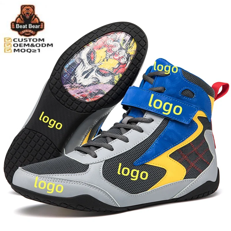 New Style Custom Wrestling Shoe Boxing Shoes Men Mesh Rubber OEM Customized Spring Training shoes Plus size 35-47