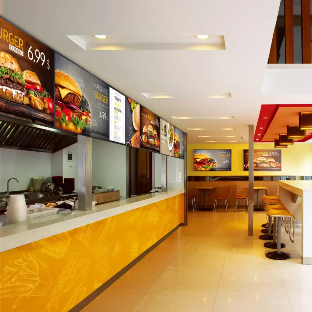50 Inch Indoor Hanging Digital Signage Window Ceiling Advertise Display Digital Menu Board For Restaurant Fast Food Shop