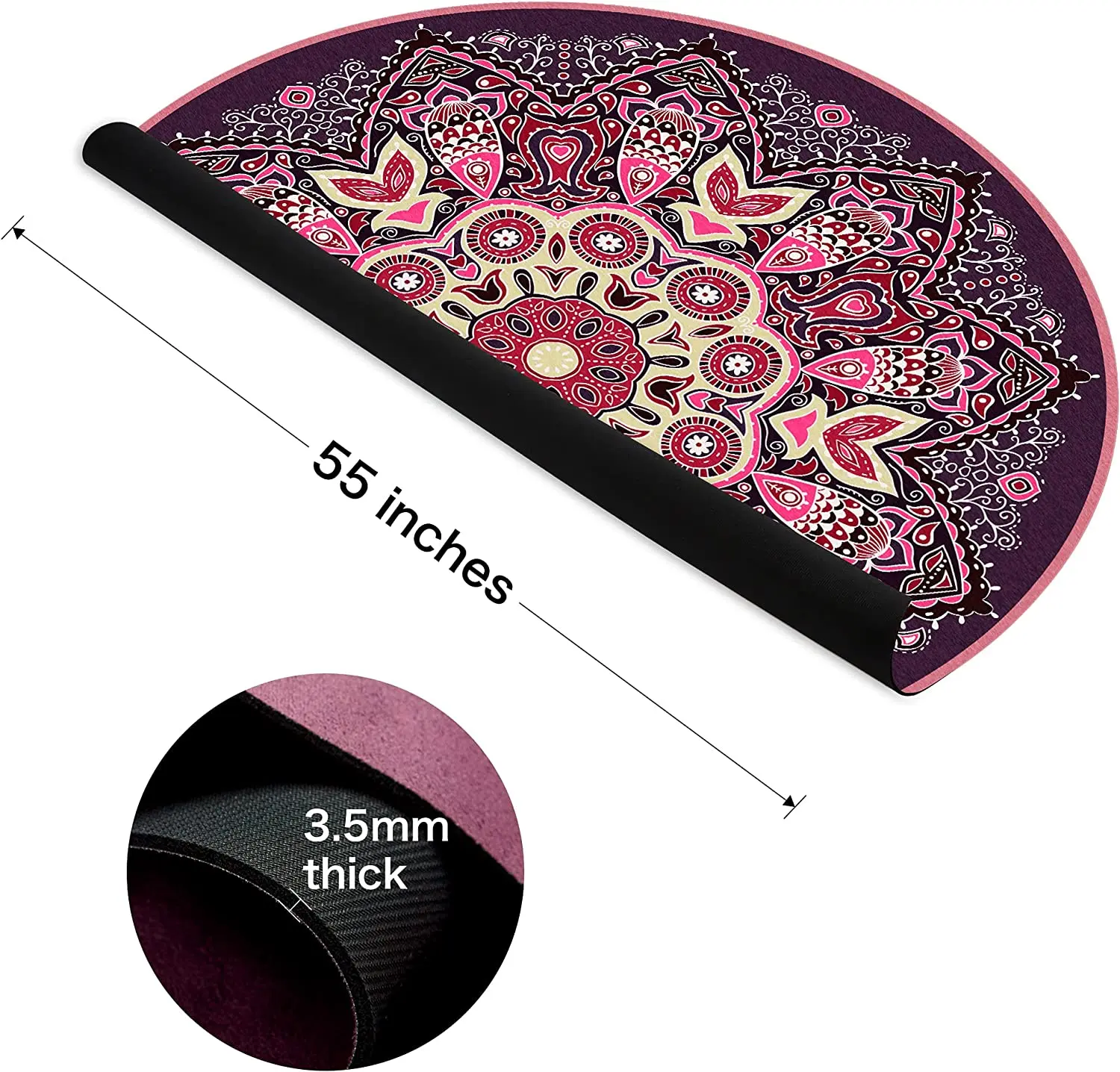Manufacturer customized circle Printed suede Natural Rubber Eco Friendly Round Yoga Mat Routine Exercise Meditation