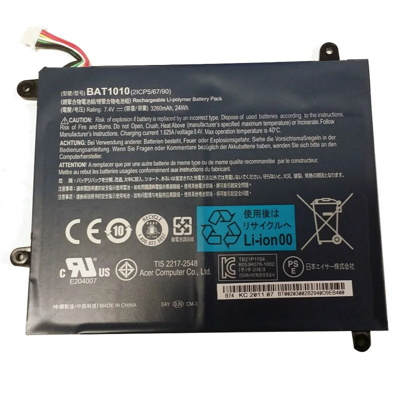 Аккумуляторная батарея BAT-7,4, 1010 в, 24 Вт/ч, для Acer original BAT-1010, Аккумулятор для Acer Iconia Tab A500 Series, Подлинная батарея BAT-1010