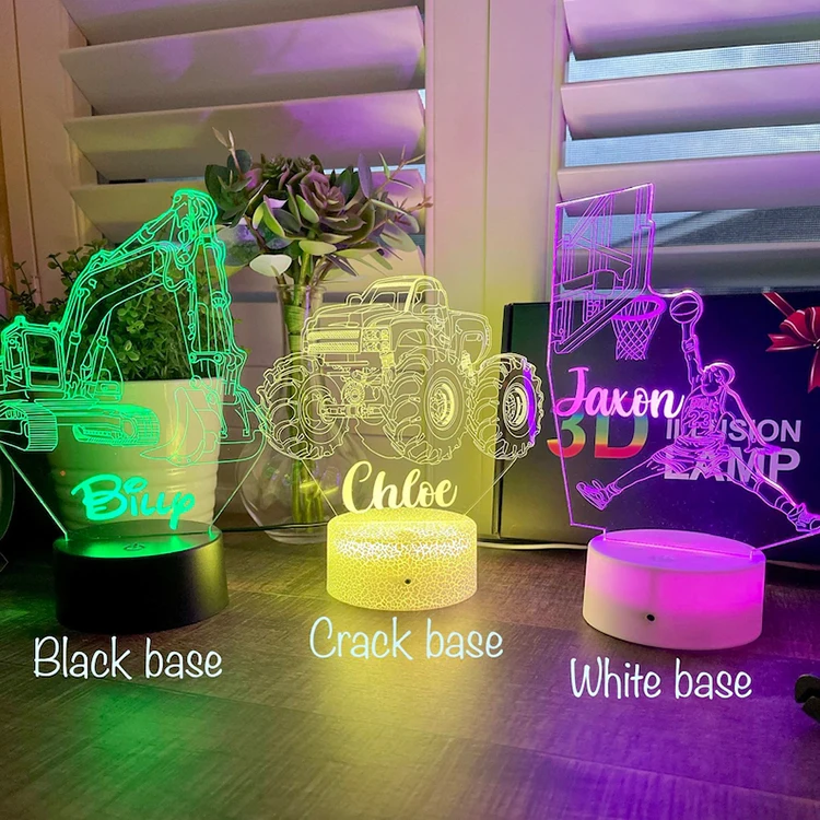 RGB цветная треснувшая круглая база с USB зарядным кабелем Светодиодная настольная лампа 3D Ночная