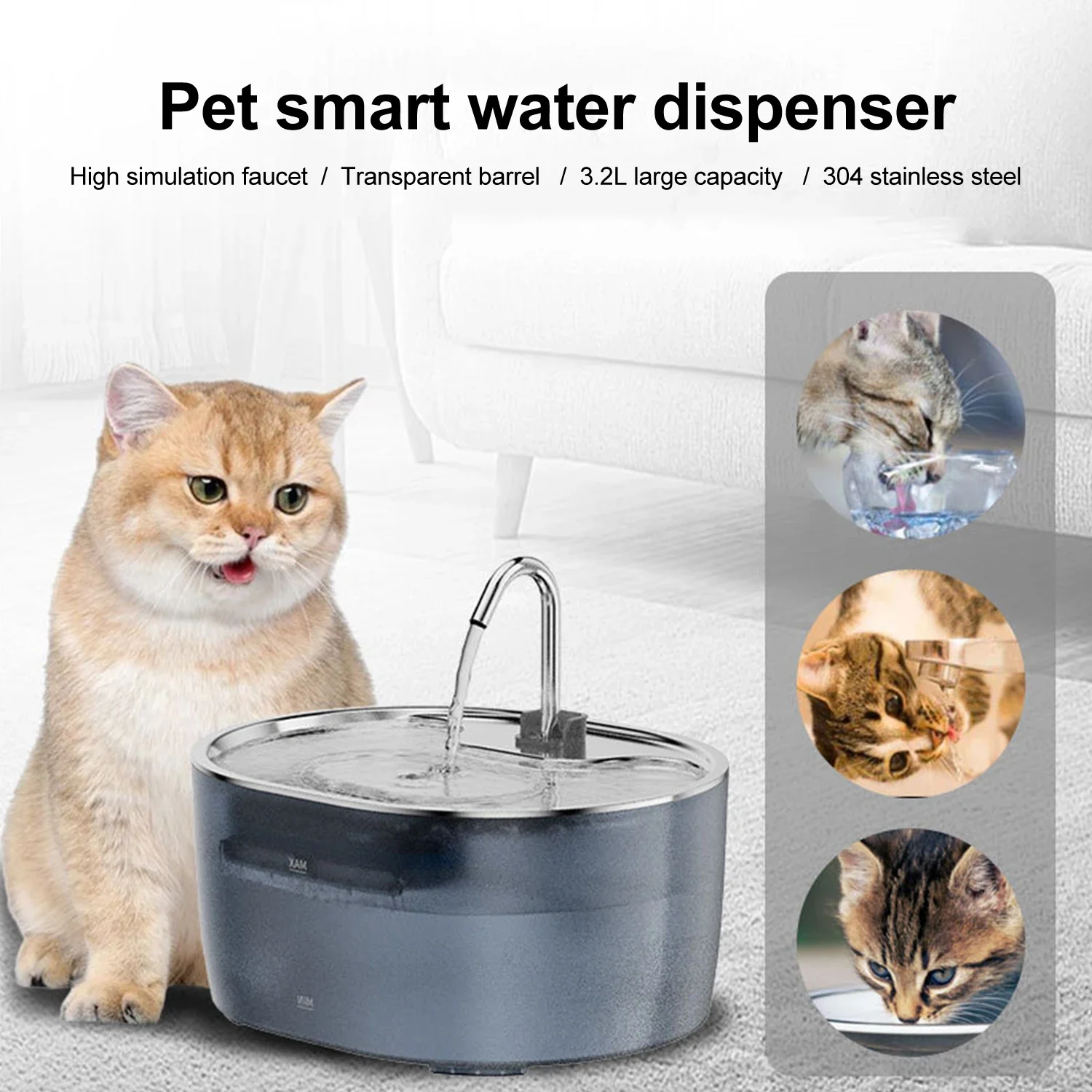 2025 New 3.2L Automatic Cat Water Fountain Matte Pet Drinking Fountain Automatic Dog Pet Water Fountain with Pump