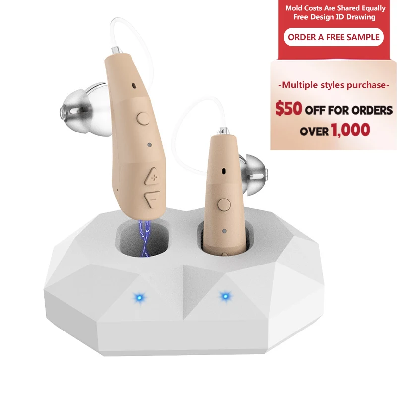 Medical RIC Invisible In Ear Deaf Hearing Loss Rechargeable Hearing Aids For Seniors