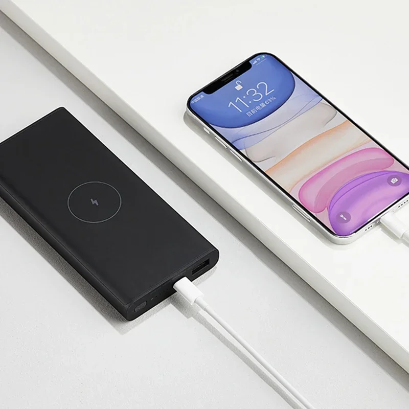 Mijia 10000mAh WPB15PDZM  Powerbank 10000 Qi Fast Wireless Charger Portable Spare Poverbank