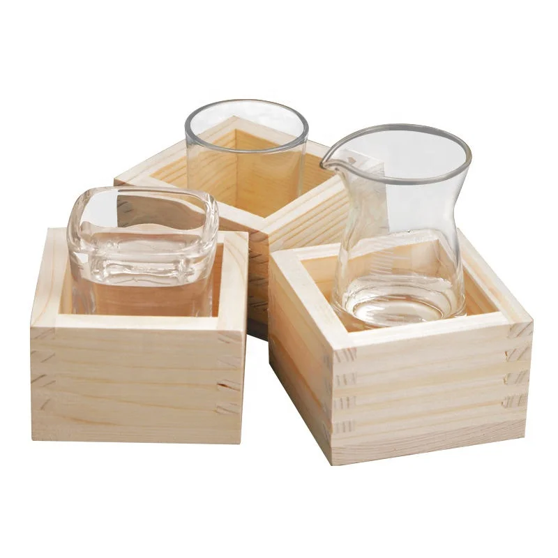 Japanese Izakaya wooden sake glass Juniper sake glass box custom logo