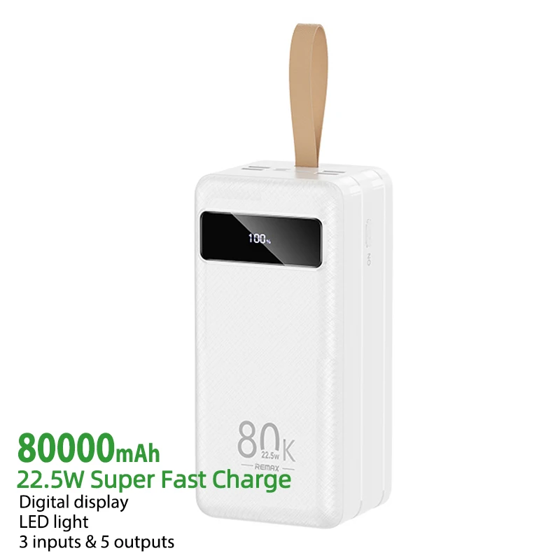 Remax Join Us RPP-266 22 5 Вт PD QC выходных портов большой емкости LED power bank 80000 мАч портативное зарядное