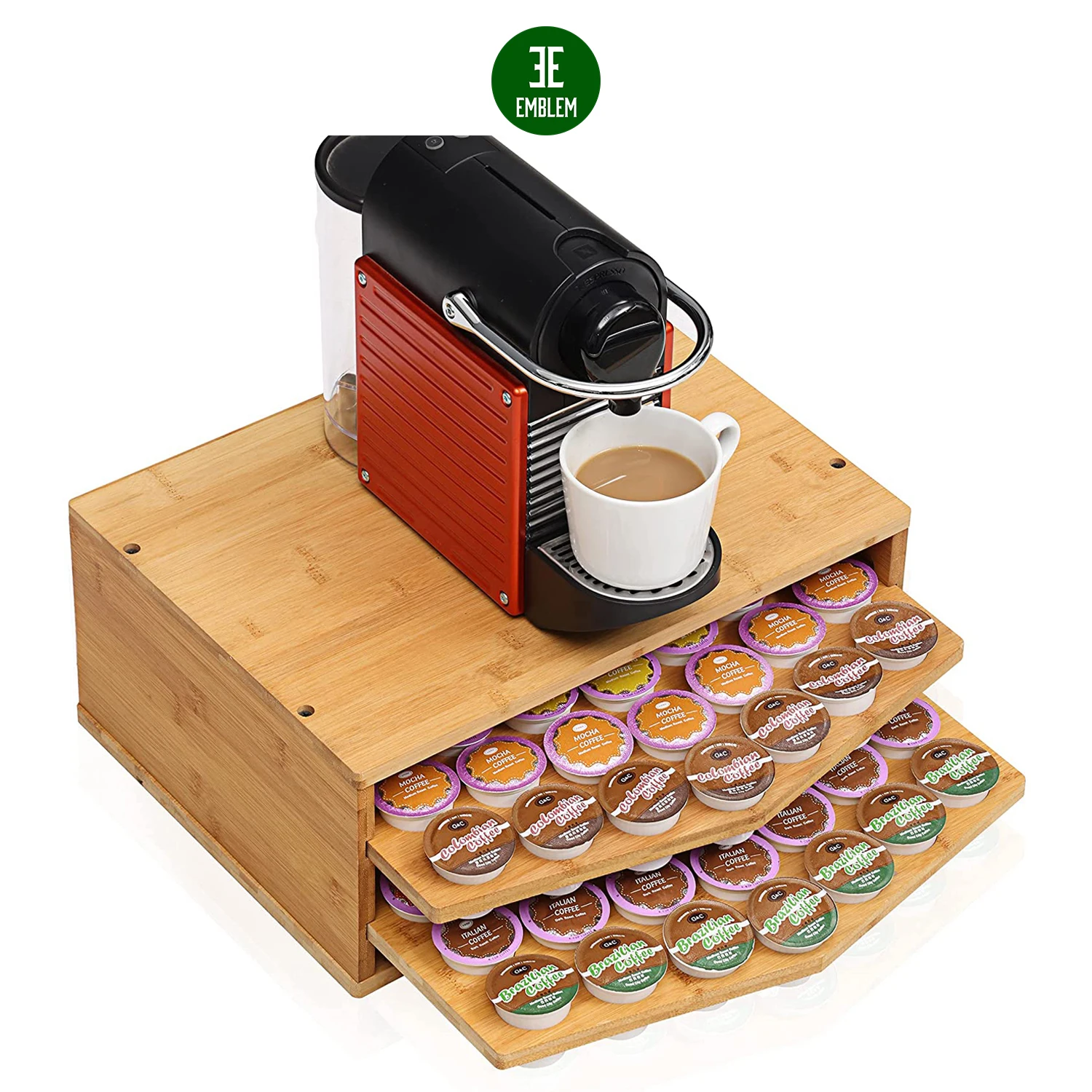 XL держатель кофе-70 емкость для чашки для кофе капсулы хранения Организатор 2-х уровневые бамбуковый ящик для счетчик Кофеварка аксессуары