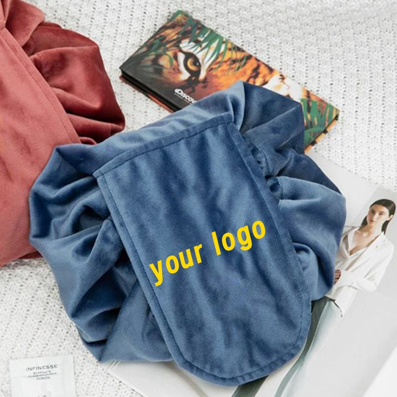 Индивидуальные новые ленивые бархатные сумки для макияжа на шнурке Портативная сумка для макияжа популярная дорожная сумка для женщин